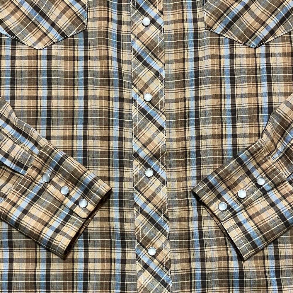 VTG 70s Wrangler Cowboy Cut Long Tails 15.5-36 USA Made Pearl Snap Single Needle - Picture 3 of 7